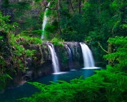 Beautiful scenery of cascade of waterfalls