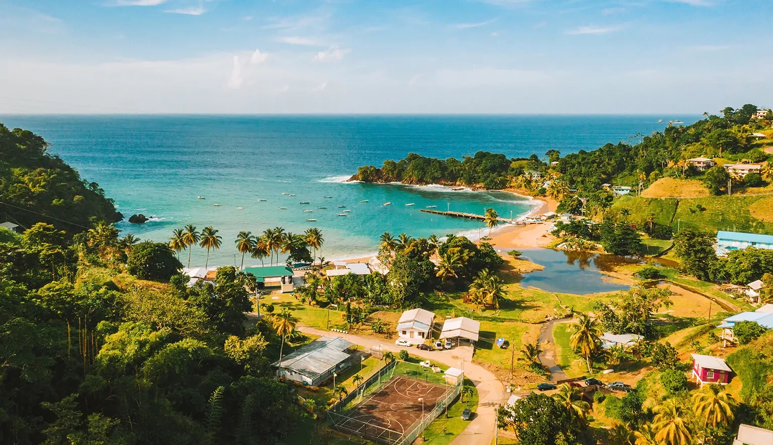 Beautiful tropical Barbados island. View of golden beach