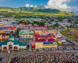 Colorful Town and Green Hills