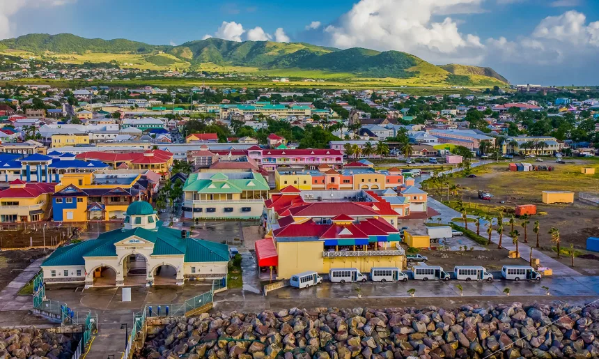 Colorful Town and Green Hills