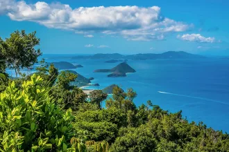 A view down the coast of Tortola towards Jost Van Dyke island