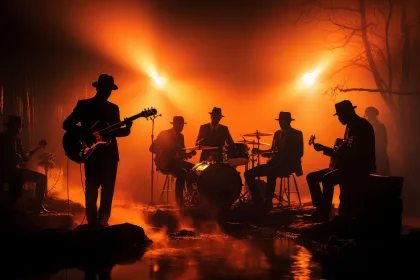 jazz band playing in a nightclub in summertime