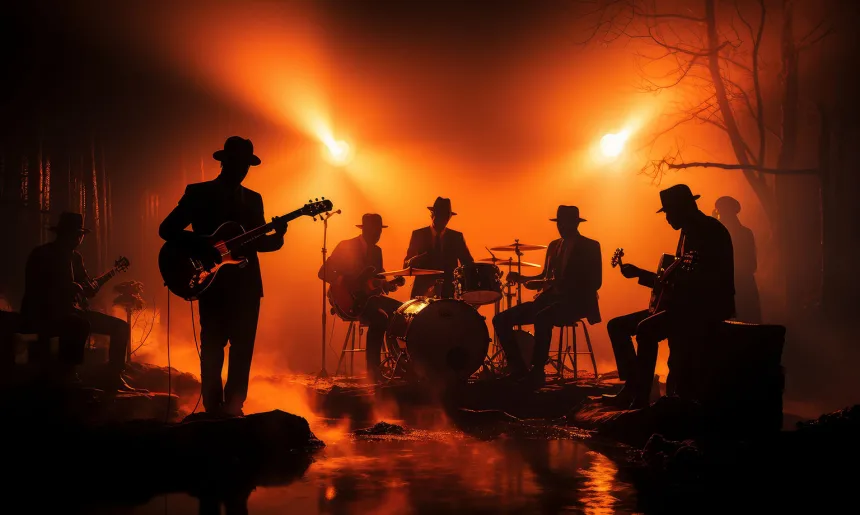 jazz band playing in a nightclub in summertime