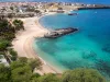 Aerial view of Tarrafal beach in Santiago island in Cabo Verde