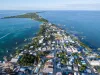 Caye Caulker Island in Caribbean Sea. Belize. Caribbean sea in background.