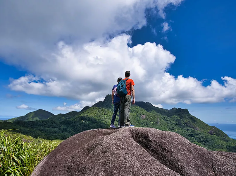 Couple on the top of the copolia trail - Seychelles Landmark Attractions