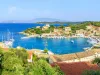 Panorama of Kassiopi town in Corfu, Greece