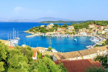 Panorama of Kassiopi town in Corfu, Greece