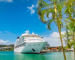 Cruise ship docked in Castries, Saint Lucia, Caribbean Islands.