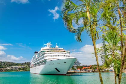 Cruise ship docked in Castries, Saint Lucia, Caribbean Islands.