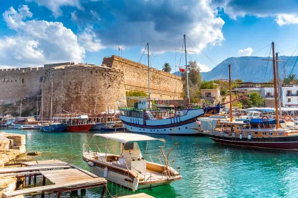 Kyrenia harbour overlooked by the castle. Kyrenia, Cyprus