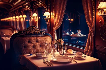 Train interior, dining car