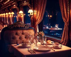 Train interior, dining car
