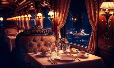 Train interior, dining car