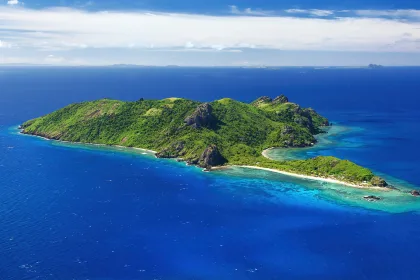 Aerial view of Kuata Island, Yasawas, Fiji