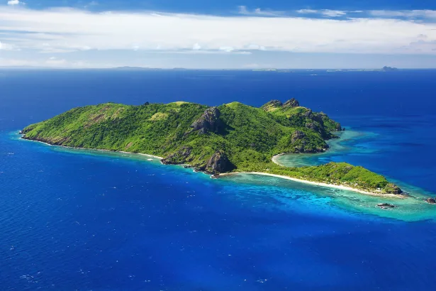 Aerial view of Kuata Island, Yasawas, Fiji