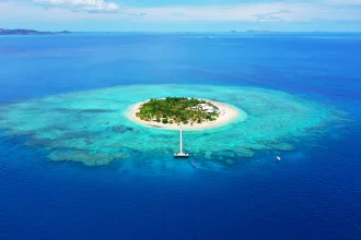 Paradise Island. Aerial View of beautiful Mala Mala Island, Fiji