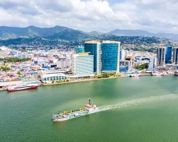 Aerial view of city of Port of Spain, Trinidad