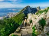 Girl hiking on mountain path in Gibraltar