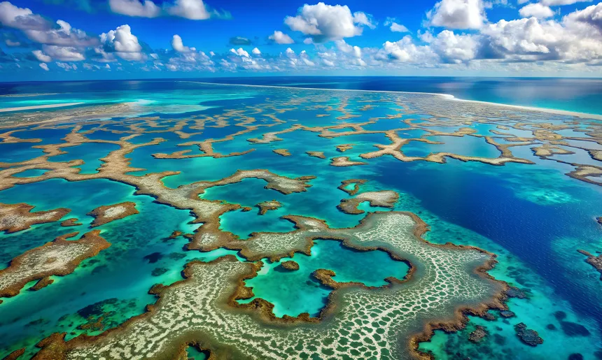 Aerial view of the great barrier reef