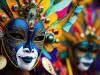 Masskara Festival revelers in Bacolod City, Philippines, wear brightly colored masks and costume
