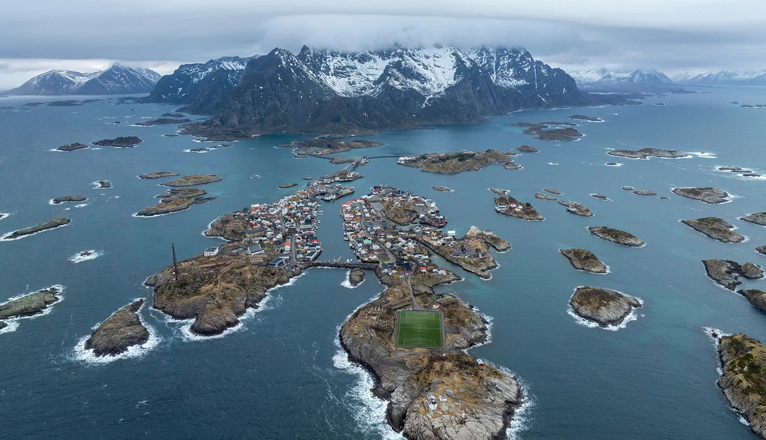 Aerial View of Henningsvær Football Field