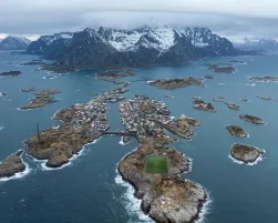 Aerial View of Henningsvær Football Field