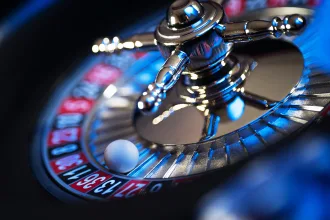 Roulette in casino and Poker Chips