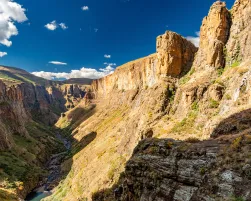Travel to Lesotho. A view of the Maletsunyane River Canyon