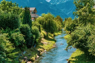 A river in Vaduz, Liechtenstein