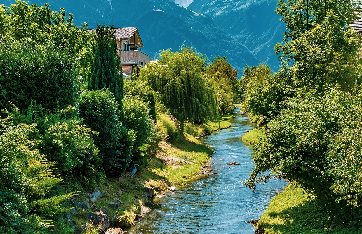 A river in Vaduz, Liechtenstein