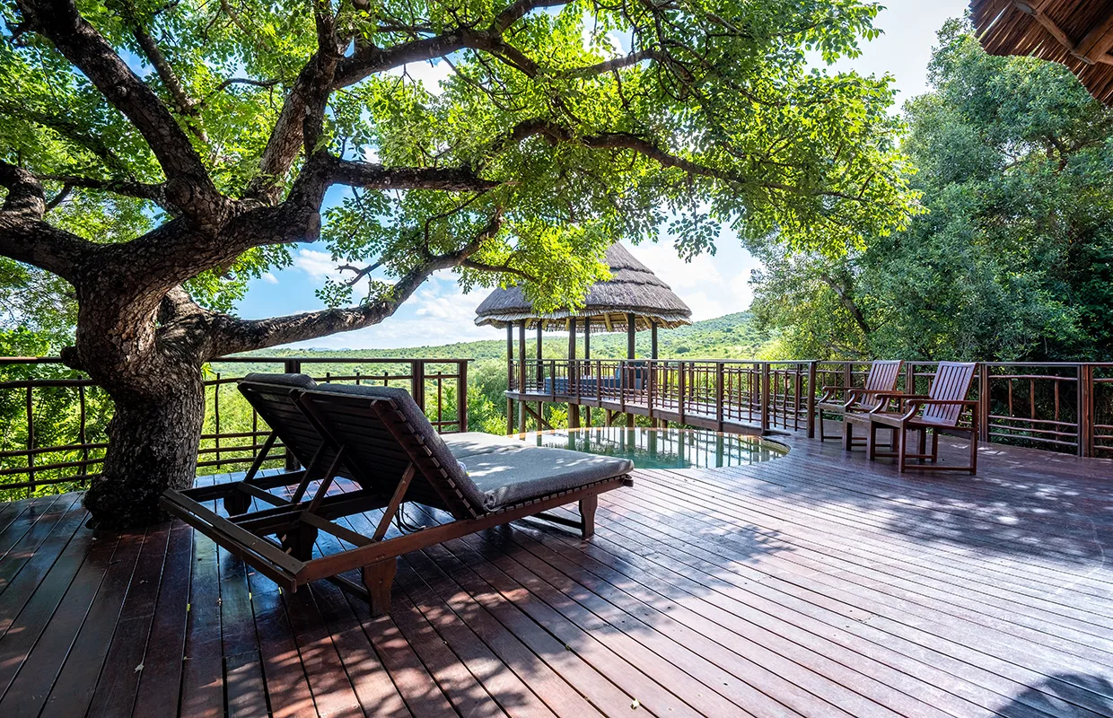 Luxury safari lodge in the bush of a Game reserve, South Africa Kwazulu-natal, Limpopo