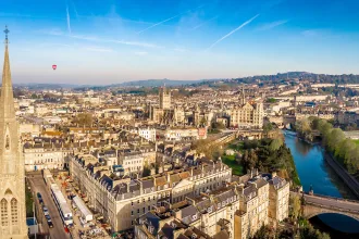 Aerial view of Bath, England