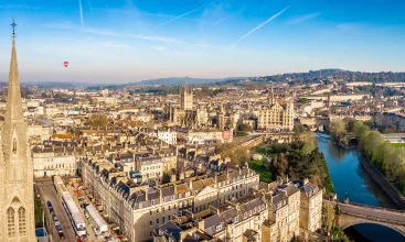 Aerial view of Bath, England