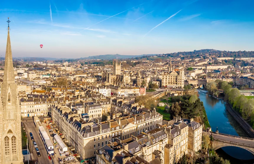 Aerial view of Bath, England