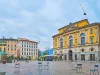 Panorama of Piazza della Riforma with Palazzo Civico, Lugano, Switzerland