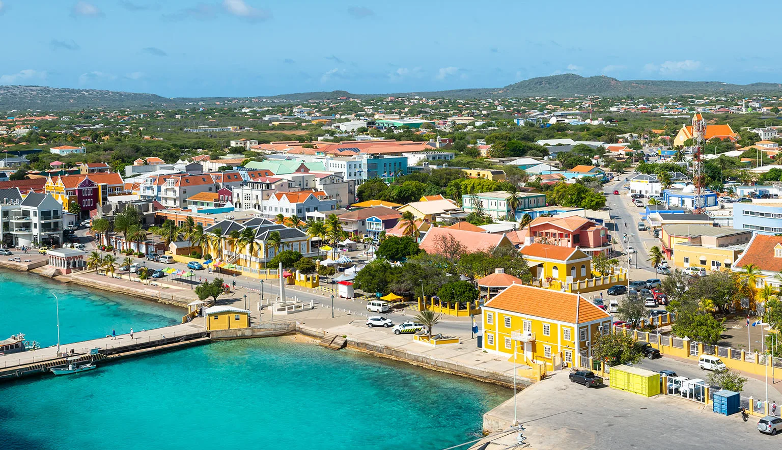Kralendijk, capital city and harbor of Bonaire Island, Caribbean