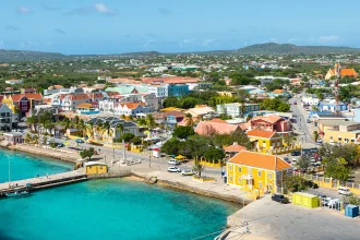 Kralendijk, capital city and harbor of Bonaire Island, Caribbean