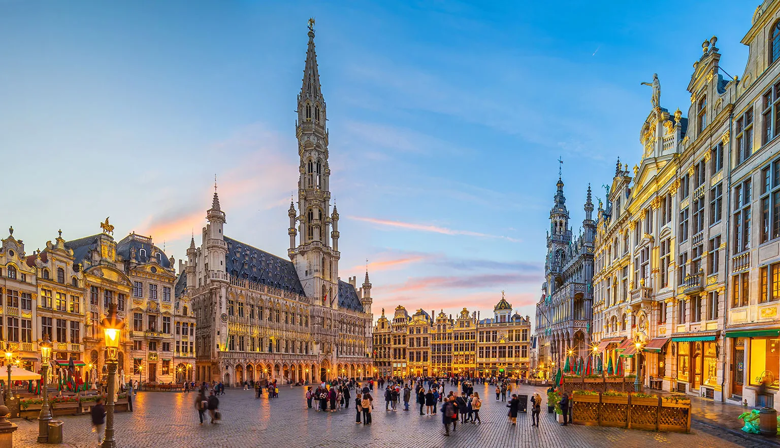 Grand Place in old town Brussels, Belgium city skyline