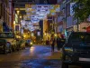 St Martin's lane in central London decorated for Christmas