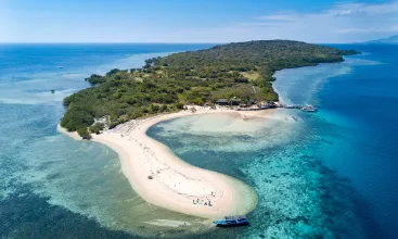Menjangan Island, Bali, Indonesia. Aerial drone view.
