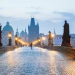 Prague - Czech Republic, Charles Bridge early in the morning.