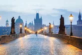 Prague - Czech Republic, Charles Bridge early in the morning.