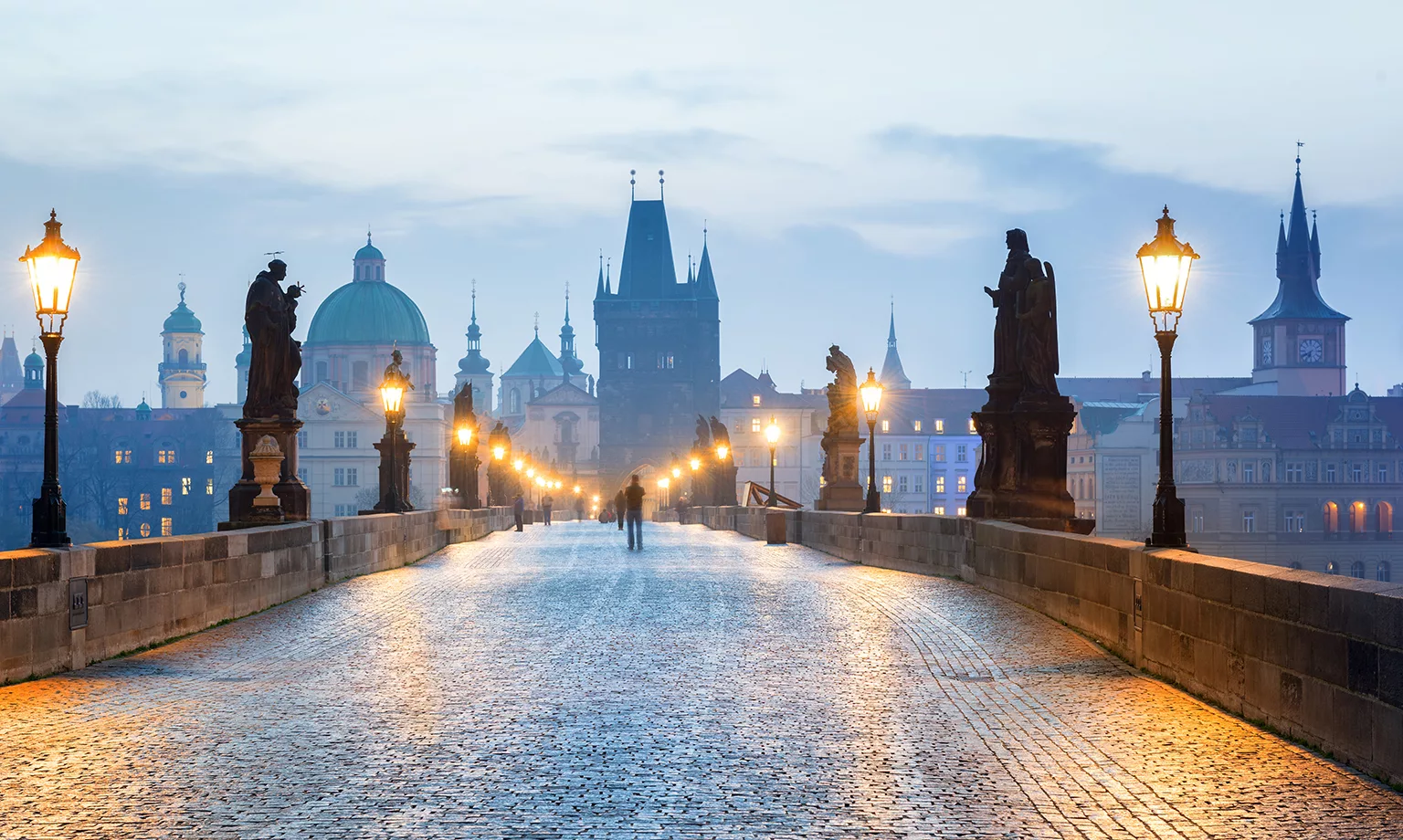 Prague - Czech Republic, Charles Bridge early in the morning.