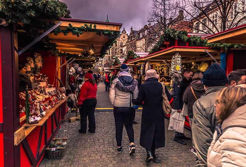 People at the christmas market in central Copenhagen