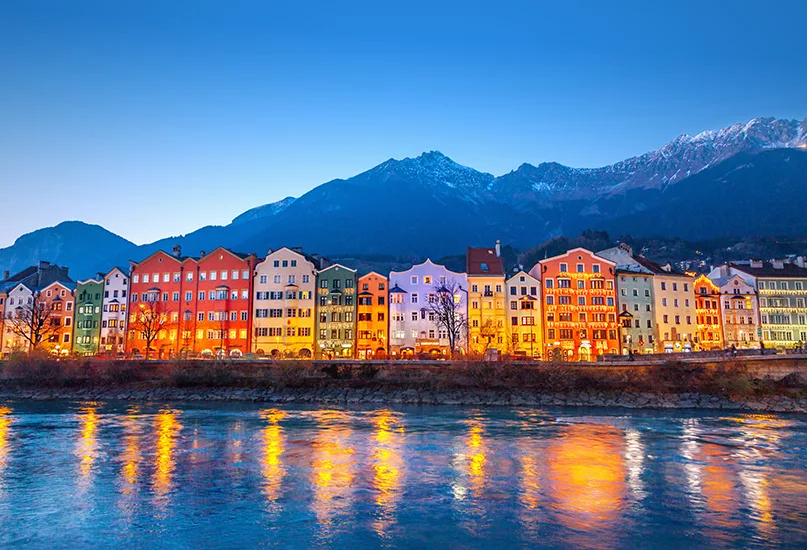 Innsbruck at night, Austria