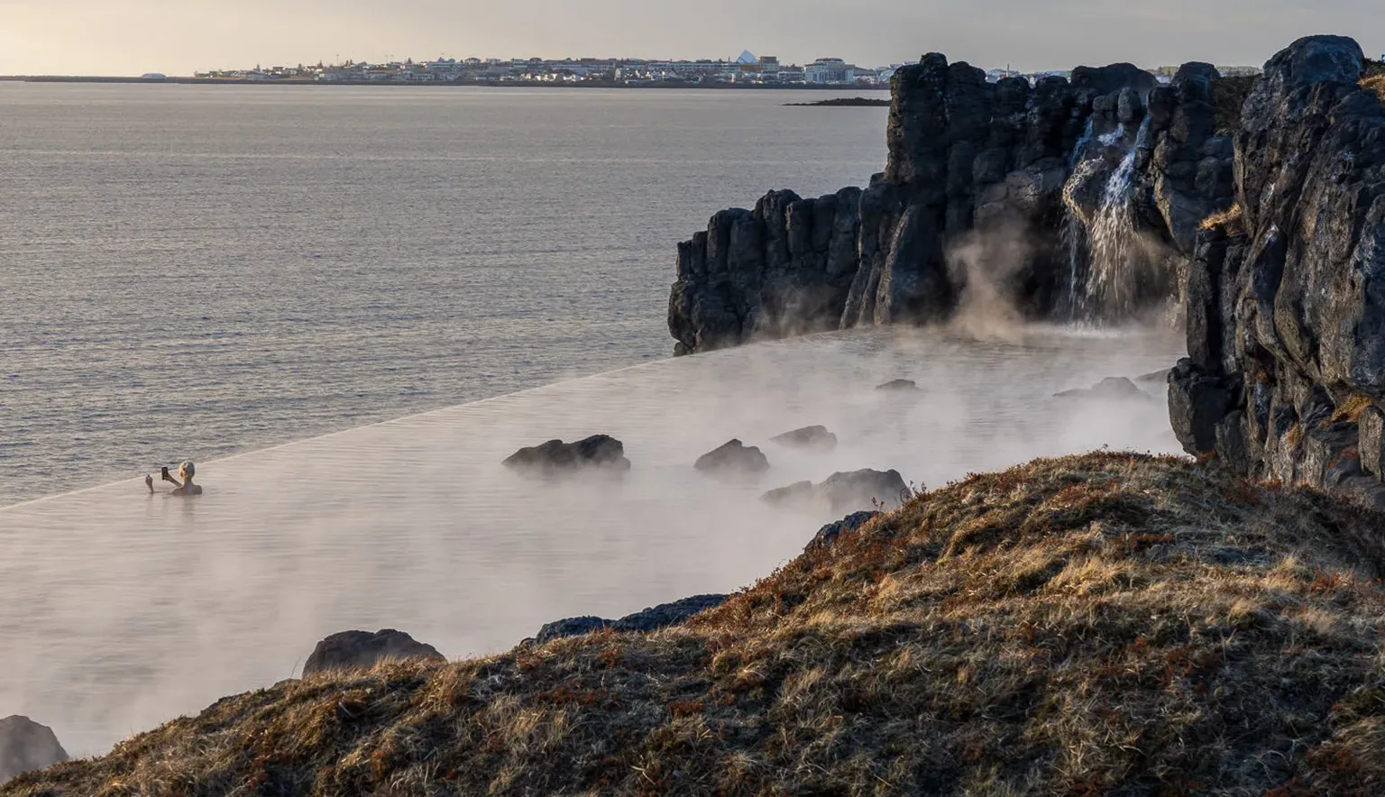 Sky Lagoon, Iceland. Sundlaugamenning in Focus