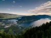 View of Sicamous, Shuswap Lake and Mara Lake from Sicamous Lookout.