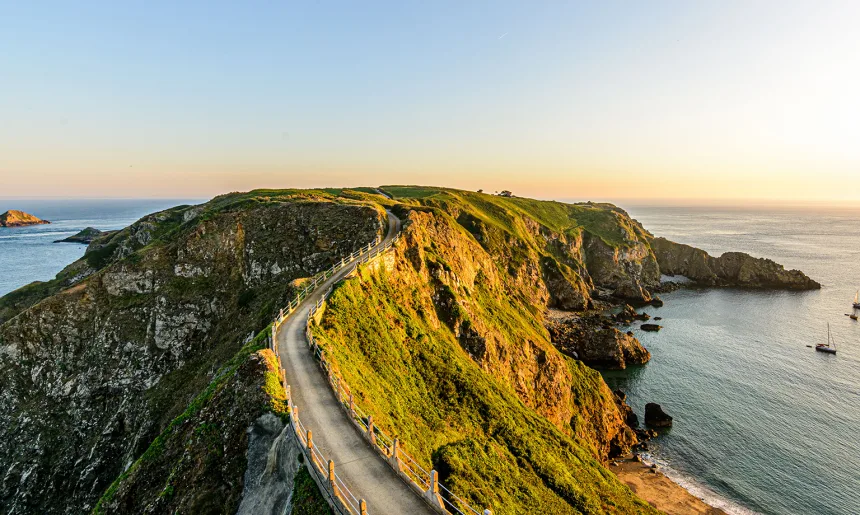 sark summer view coastline with cliffs la coupe