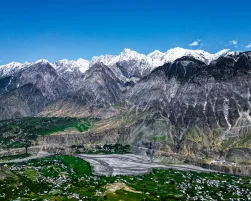 Aerial View Of Valley Surrounded By Hindu Kush Mountain Range, Kalash Valley